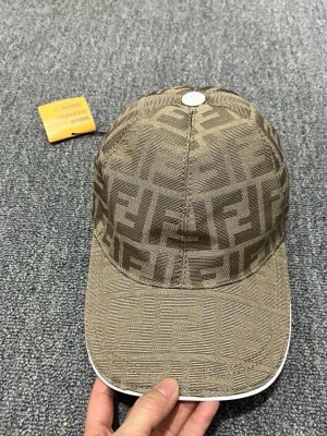 Beige Fendi FF jacquard baseball cap