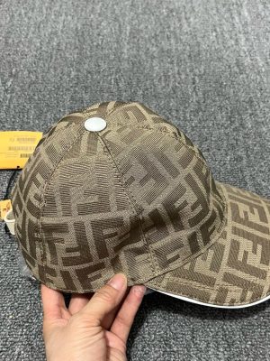 Beige Fendi FF jacquard baseball cap