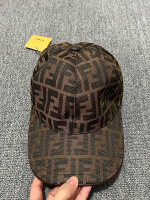 Brown Fendi FF jacquard baseball cap