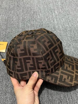 Brown Fendi FF jacquard baseball cap