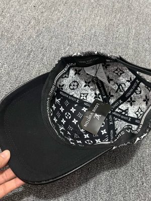 Black LV monogram flower denim jacquard baseball hat