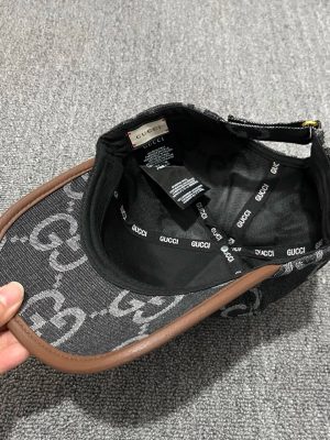 Black Gucci Monogram jacquard denim interlocking double-G pattern baseball hat