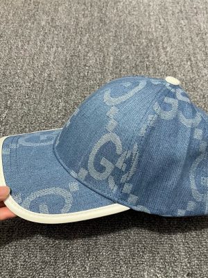 Light Blue Gucci Monogram jacquard denim interlocking double-G pattern baseball hat
