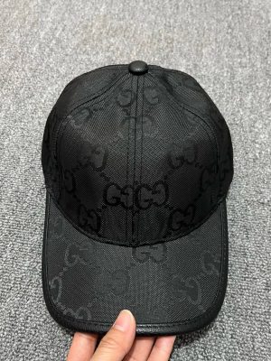 Black Gucci all-over tonal GG monogram pattern cap