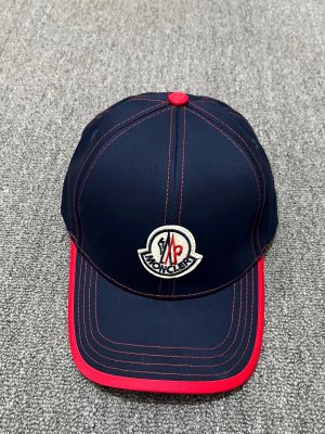 Navy Moncler Logo-Patch white brim baseball cap