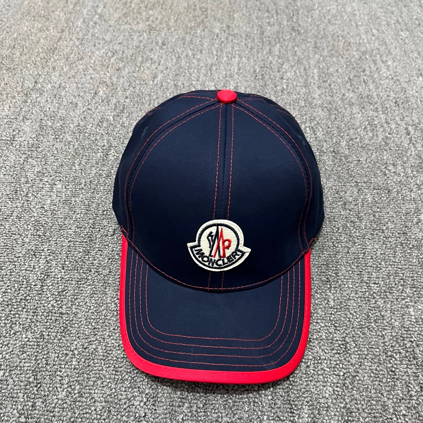 Navy Moncler Logo-Patch white brim baseball cap