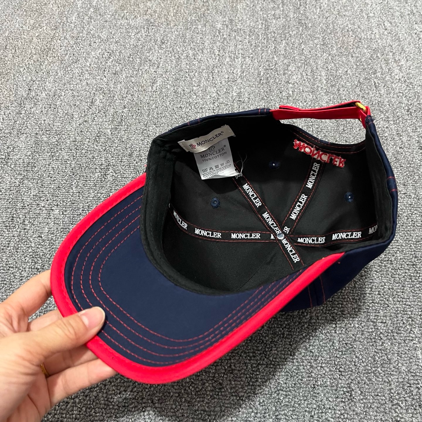 Navy Moncler Logo-Patch white brim baseball cap - Image 2