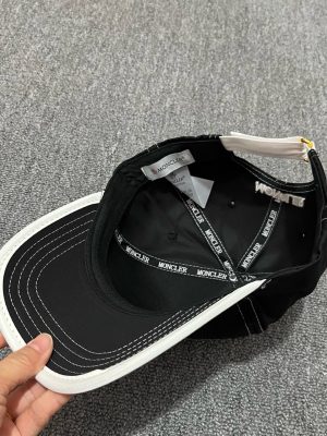 Black Moncler Logo-Patch white brim baseball cap
