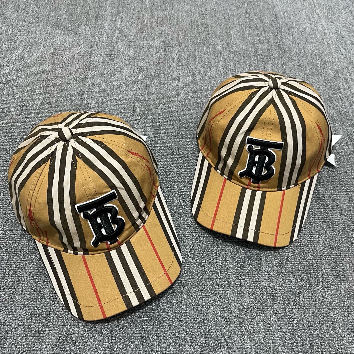 Beige Burberry monogram signature archive motif icon stripe baseball hat - Image 6