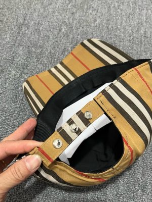 Beige Burberry monogram signature archive motif icon stripe baseball hat