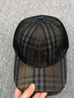 Beige Burberry mesh overlay check baseball cap