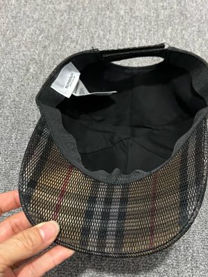 Beige Burberry mesh overlay check baseball cap