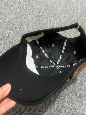 Beige Burberry vintage check cotton tonal black TB monogram motif baseball hat