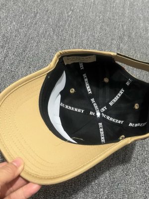 Beige Burberry vintage check cotton tonal beige TB monogram motif baseball hat