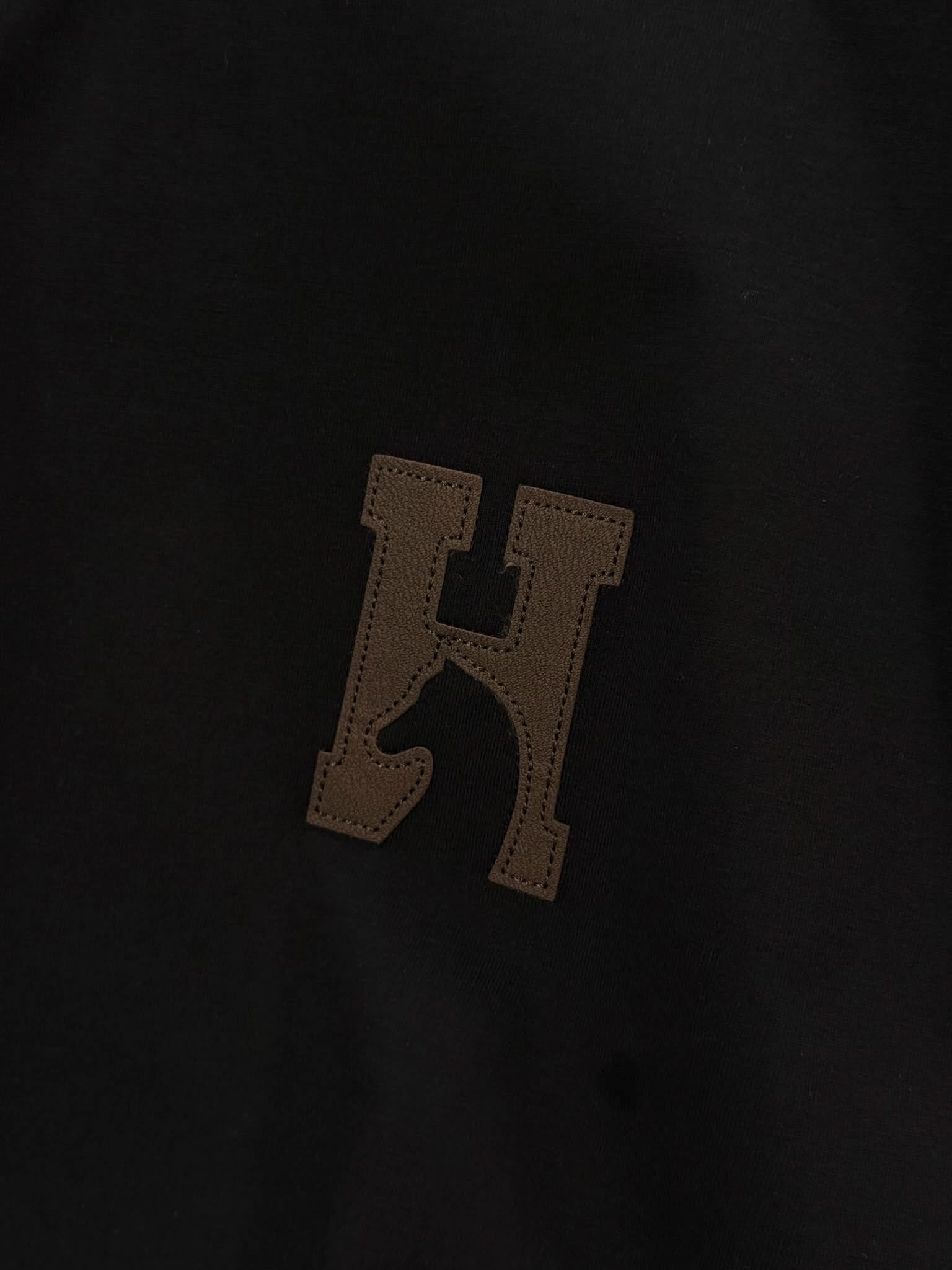 Black Hermès "H'Cheval" leather patch logo cotton t-shirt - Image 3