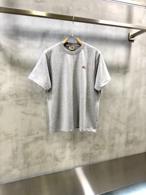 Gray Hermès distinctive red camel embroidered cotton T-shirt