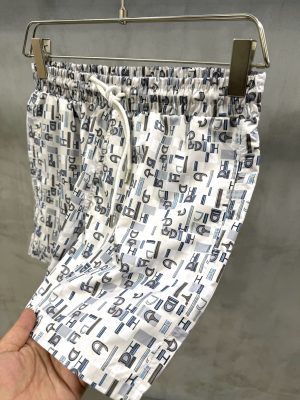 White Hermès “Coups de Goua’H” all-over monogram & Chaine d’Ancre motif print swim trunks