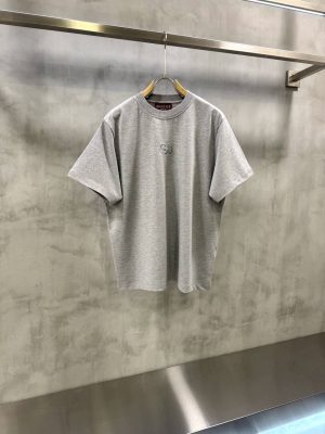 Gray Gucci GG embroidered centered logo cotton tee