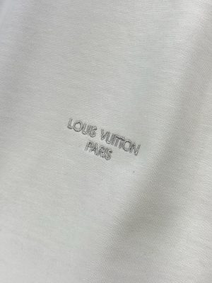 White LV embroidered signature logo script cotton t-shirt