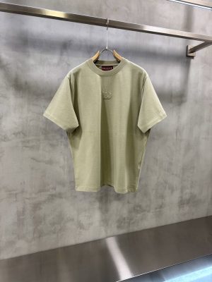 Green Gucci GG embroidered centered logo cotton tee