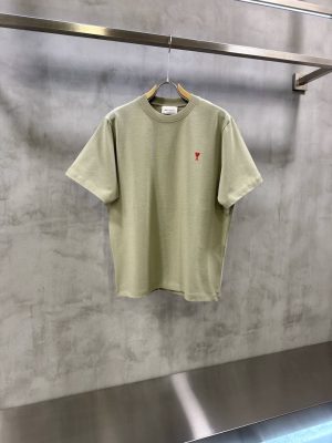 Green ami paris red ami de paris logo cotton tee