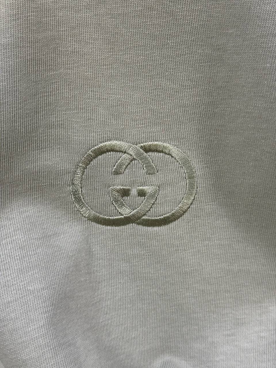 Gray Gucci GG embroidered centered logo cotton tee - Image 3