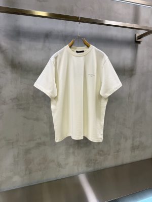 White LV embroidered signature logo script cotton t-shirt