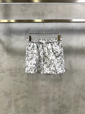 White Hermès “Coups de Goua’H” all-over monogram & Chaine d’Ancre motif print swim trunks