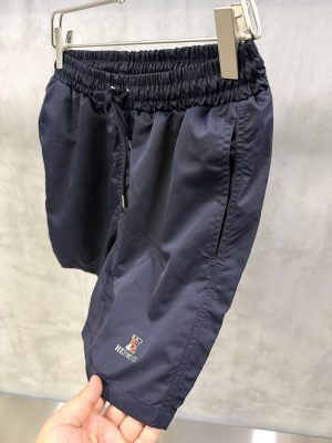Black Hermes embroidered H graphic logo swim shorts