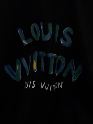 Black LV gradient graphic 3D logo cotton t-shirt