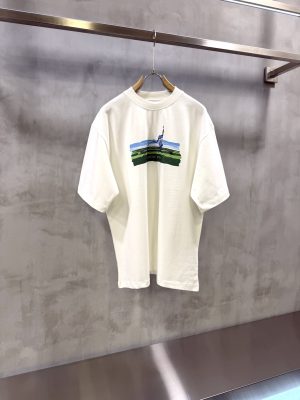 White Burberry maze print cotton T-shirt