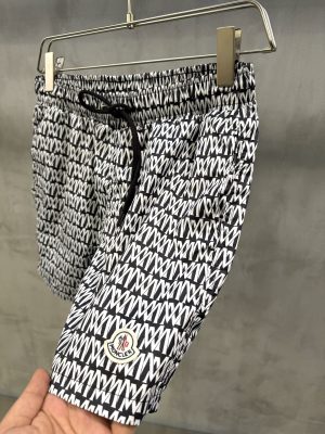 White Moncler monogram-print logo-patch swim shorts