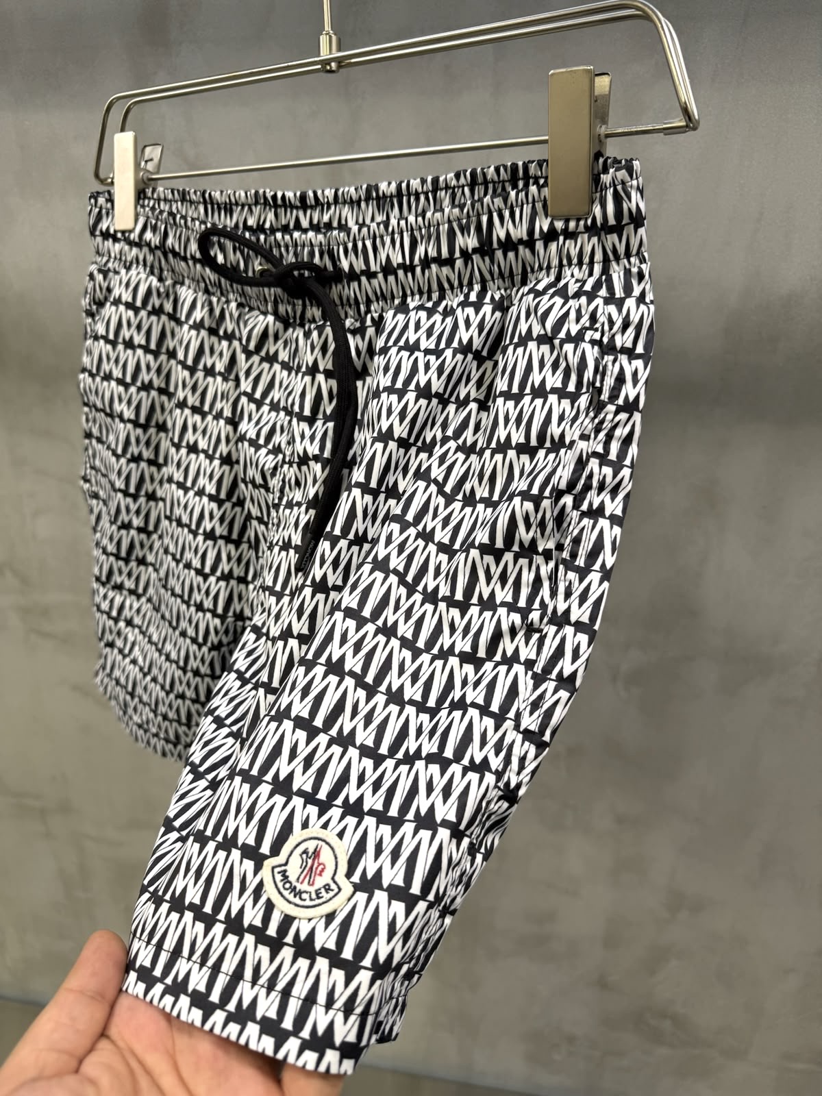 White Moncler monogram-print logo-patch swim shorts - Image 2
