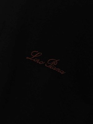 Black Loro Piana signature cursive logo embroidered cotton t-shirt