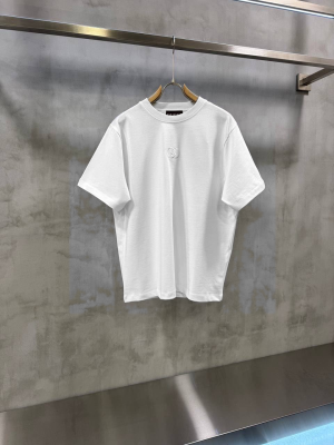 White Gucci GG embroidered centered logo cotton tee
